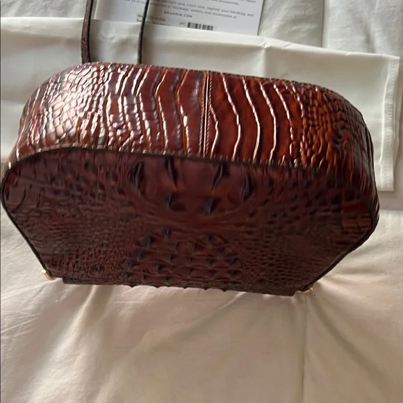 Brahmin Rich Brown Croc-Embossed Crossbody Bag - Picture 6 of 9